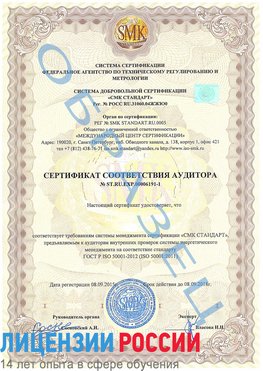 Образец сертификата соответствия аудитора №ST.RU.EXP.00006191-1 Шахунья Сертификат ISO 50001