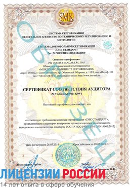 Образец сертификата соответствия аудитора №ST.RU.EXP.00014299-1 Шахунья Сертификат ISO 14001
